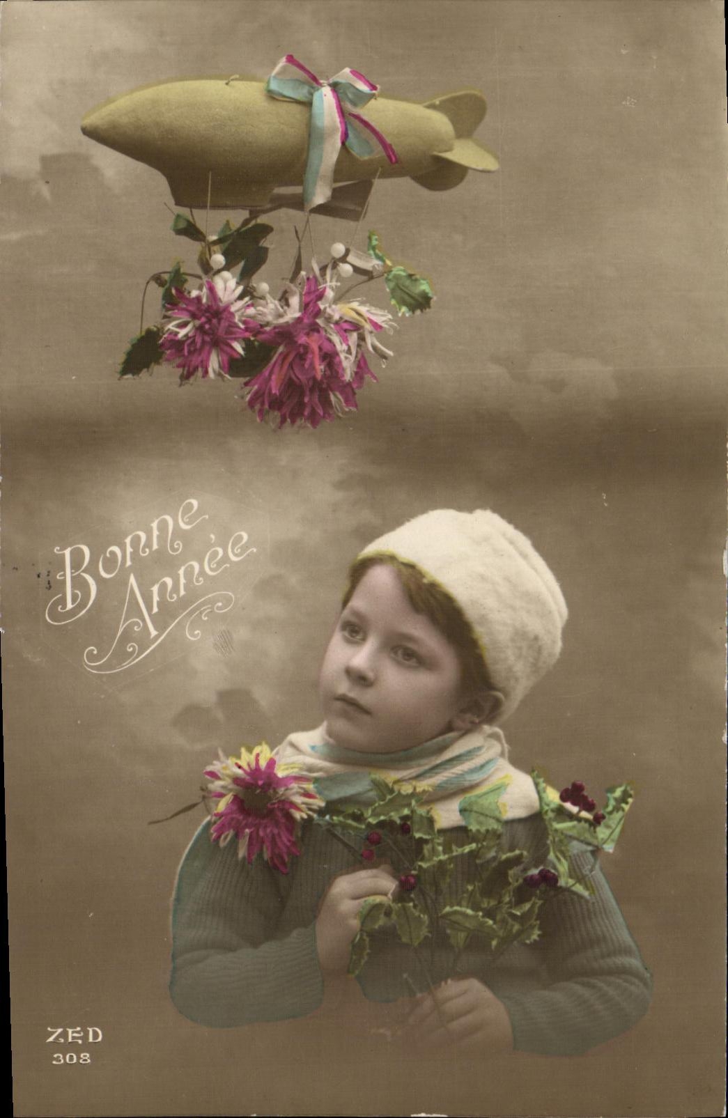 CPA Fantaisie Enfant Dirigeable Zeppelin 