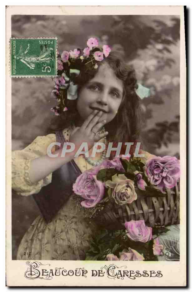 CPA Fantaisie Enfant Beaucoup de caresses