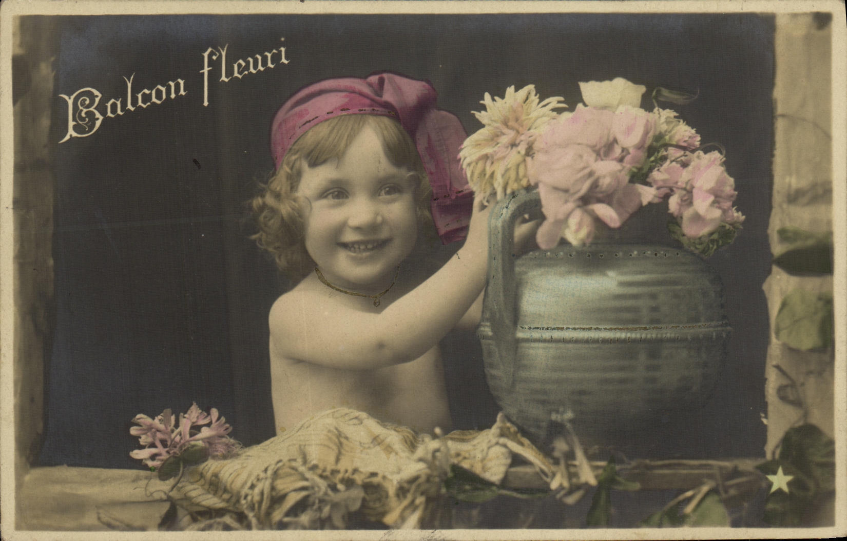 CPA Fantaisie Enfant Balcon Fleuri