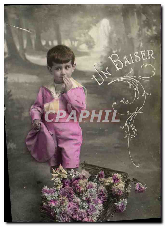 CPA Fantaisie Enfant Un baiser