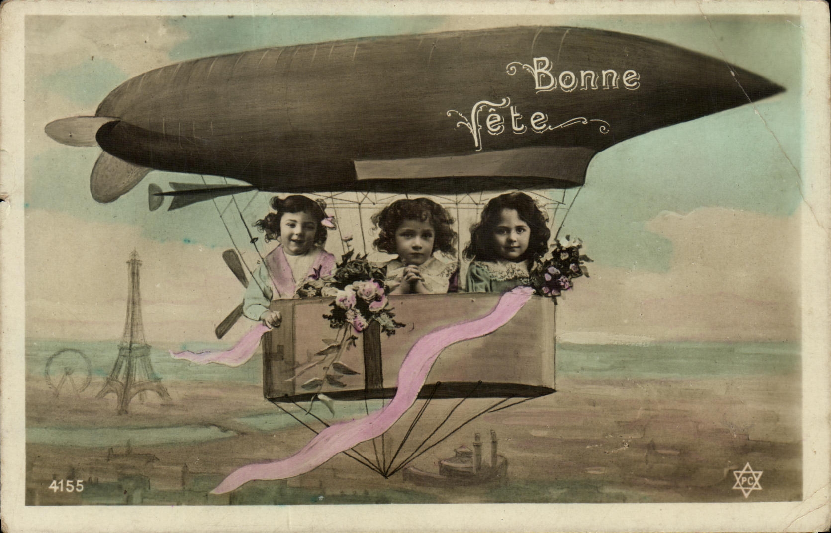 CPA Fantaisie Enfant Zeppelin Dirigeable