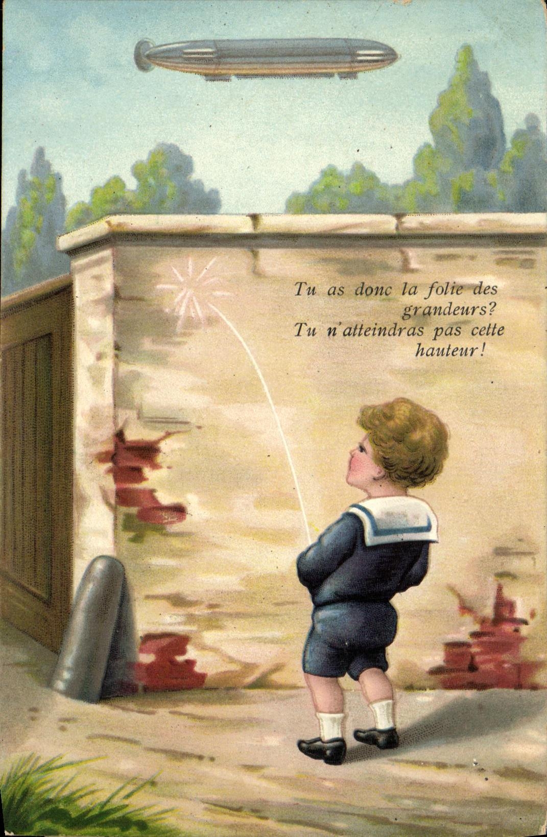 CPA Fantaisie Enfant Zeppelin Dirigeable 