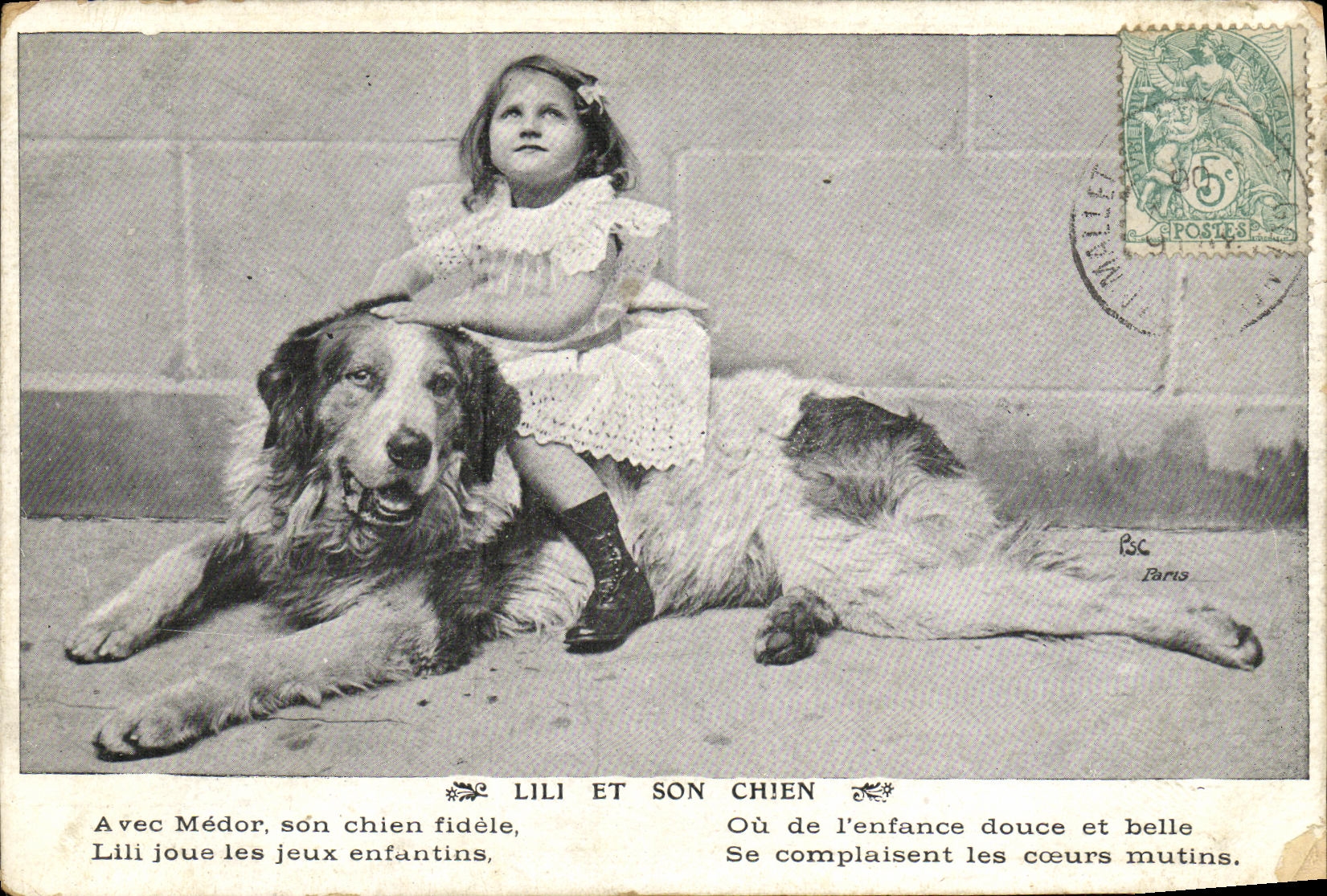 CPA Fantaisie Enfant Lili et son chien 