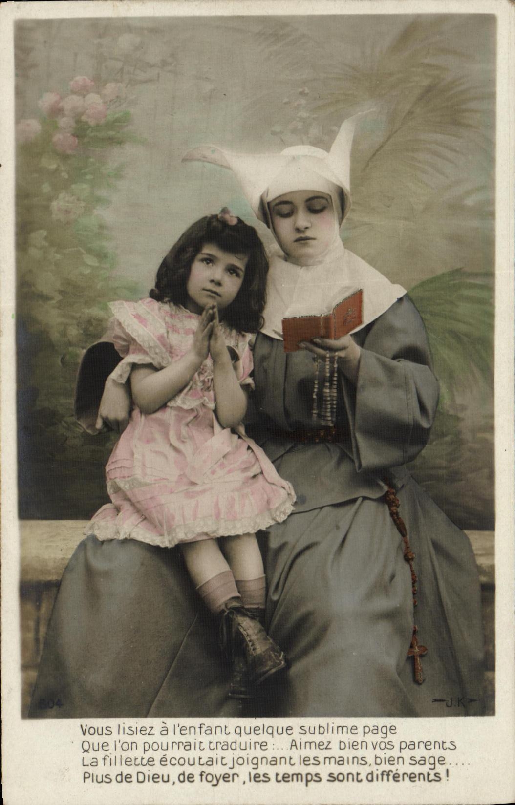 Sœur et petite fille en prière — J.K. — n°804