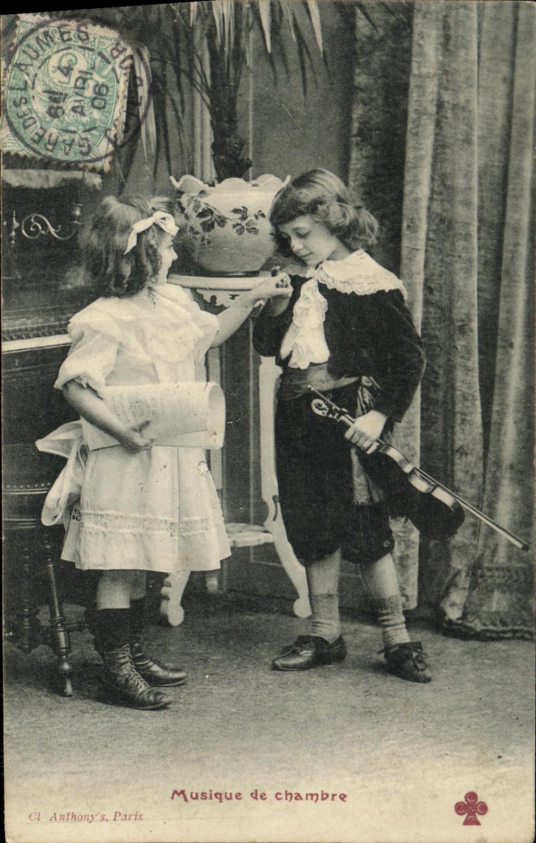CPA Fantaisie Enfant Musique de chambre Violon 