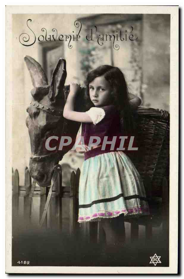 CPA Fantaisie Enfant et ane 