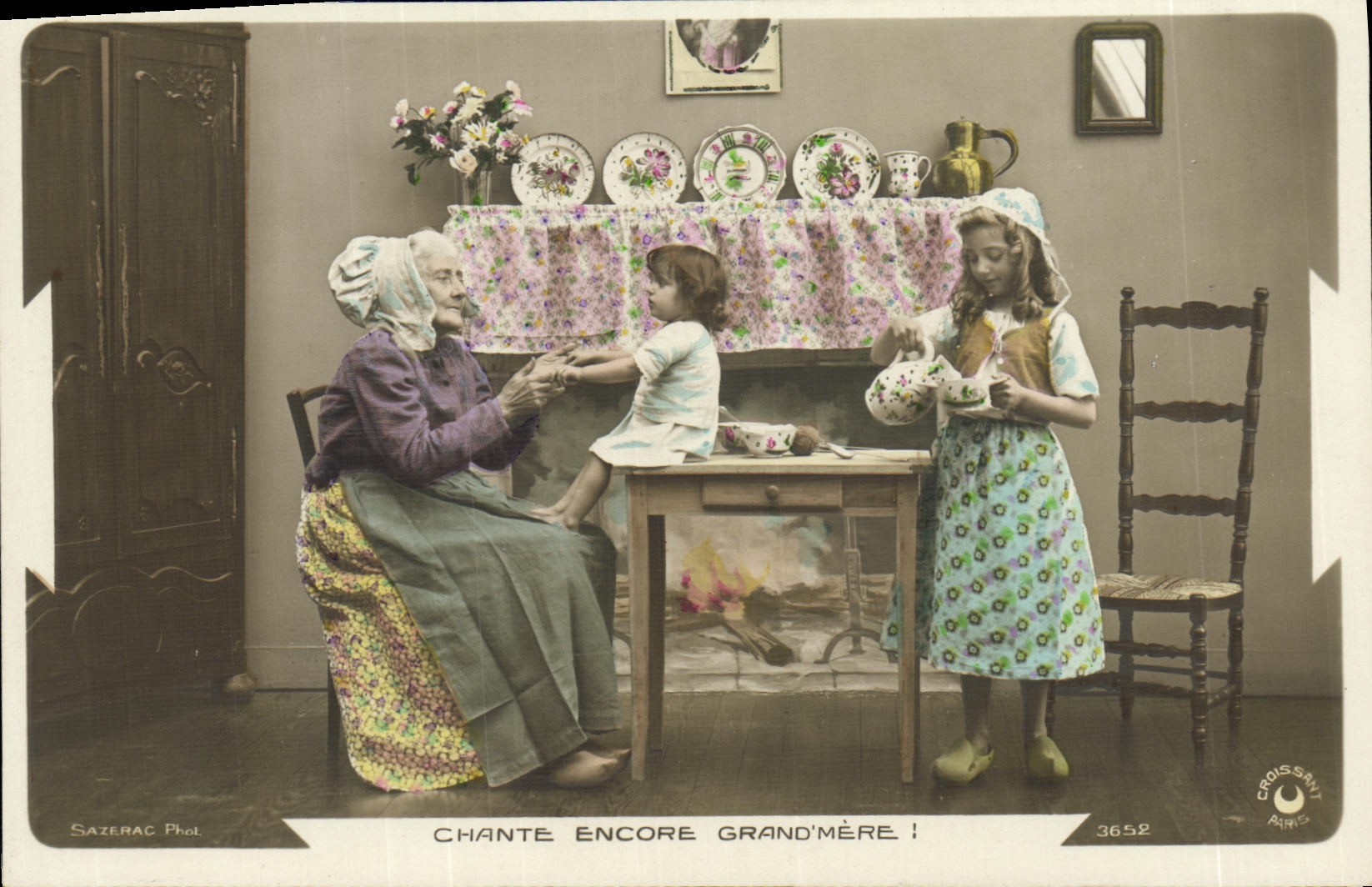 CPA Fantaisie Enfant Grand mere Chante encore grand mere