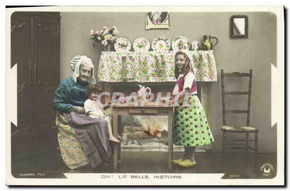 CPA Fantaisie Enfant Grand mere Oh la belle histoire 
