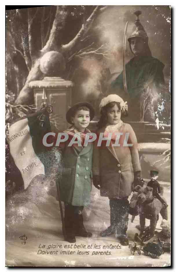 CPA Fantaisie Enfants Soldat Miltiaria 