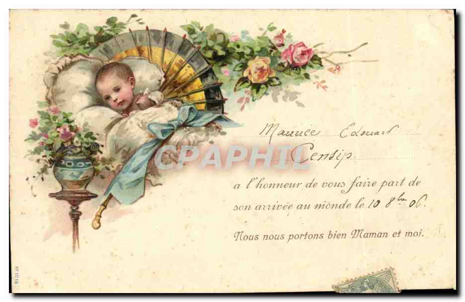 CPA Fantaisie Enfant Bebe Eventail