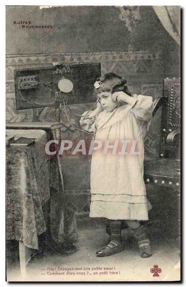 CPA Fantaisie Enfant Autres frimousses Telephone