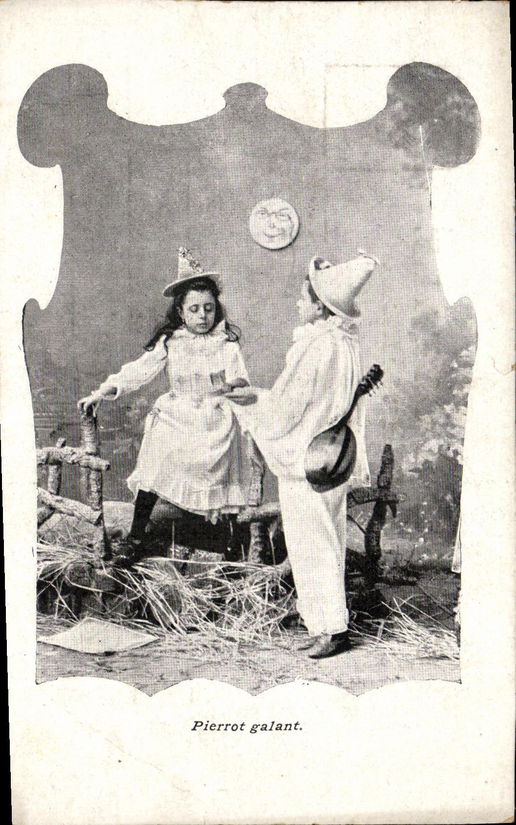 CPA Fantaisie Enfants Pierrot galant Lune 