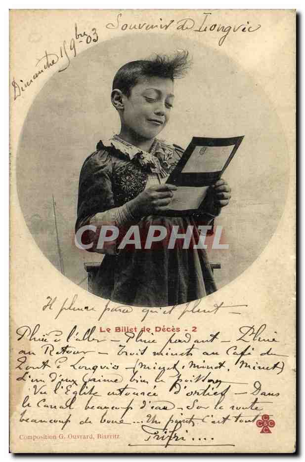 CPA Fantaisie Enfant Le billet de deces