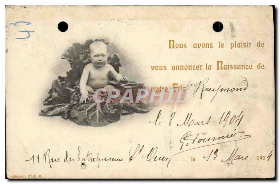 Geburt von Raymond — 8. März 1904 — O. E. P. (Paris)