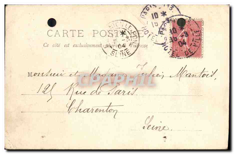 Geburt von Raymond — 8. März 1904 — O. E. P. (Paris) — Rückseite