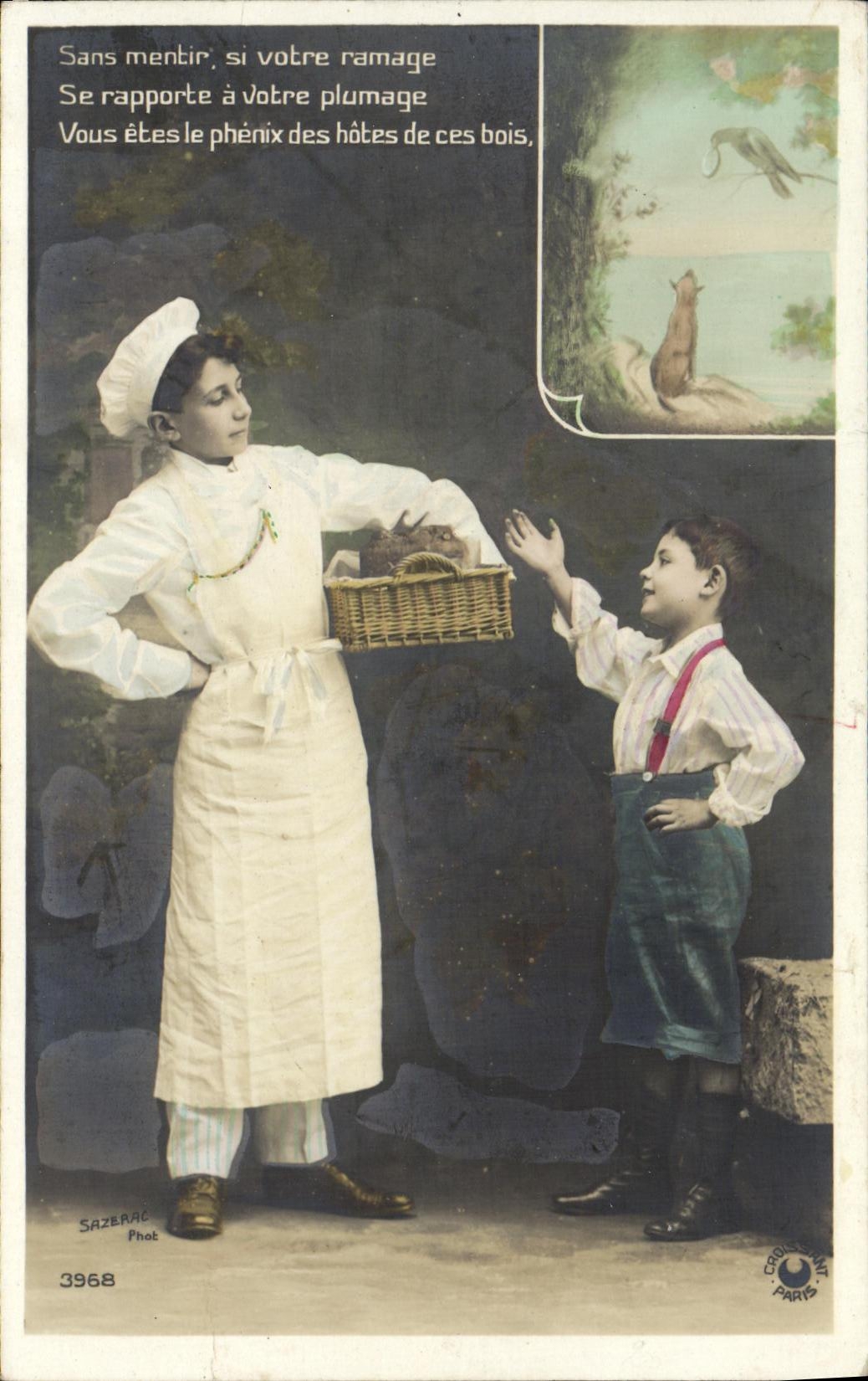 CPA Fantaisie Enfant Patissier La Fontaine Corbeau et le renard