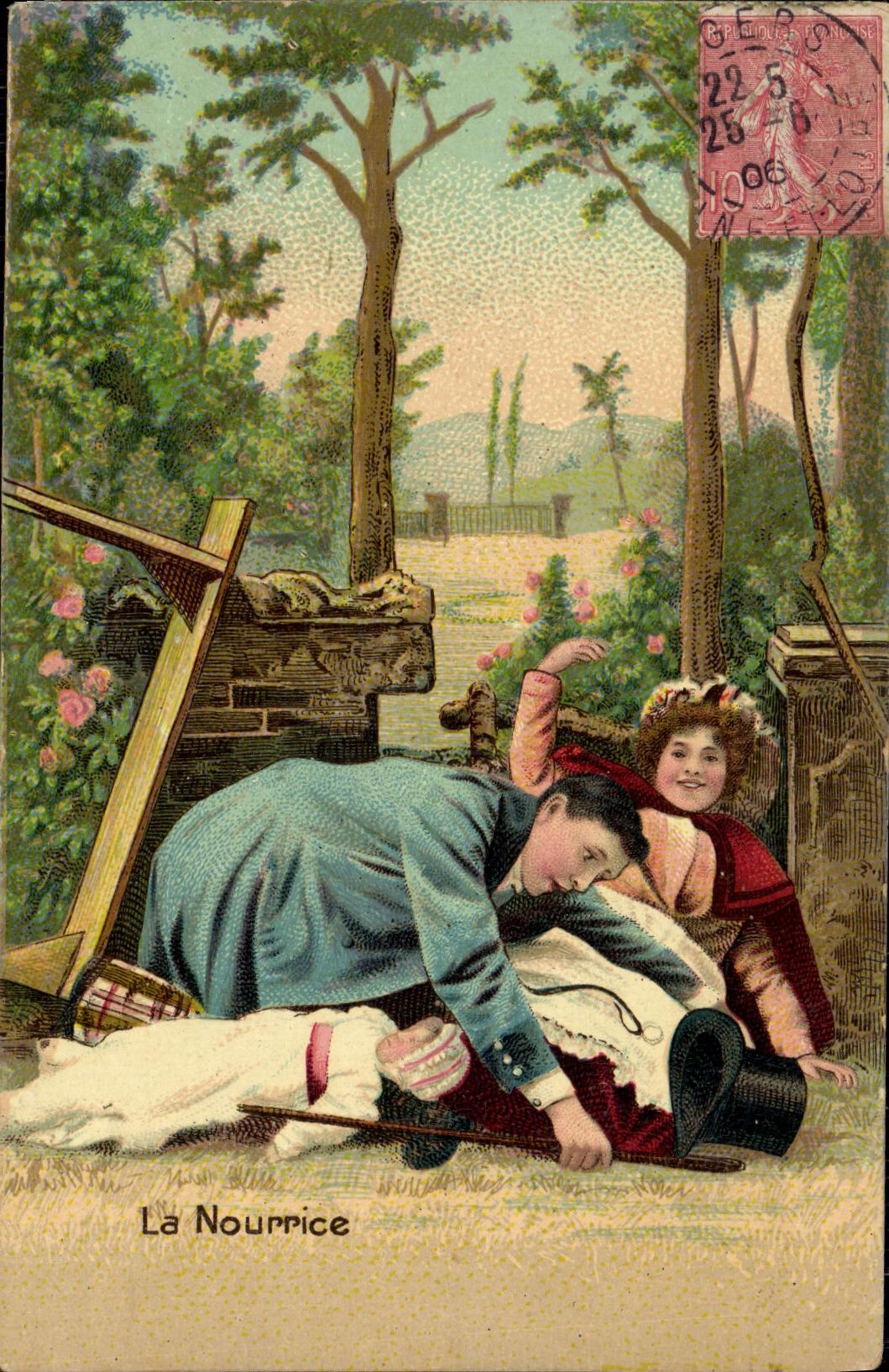 La Nourrice — scène de jardin — éditeur G. P. L. C. (n° 2508)