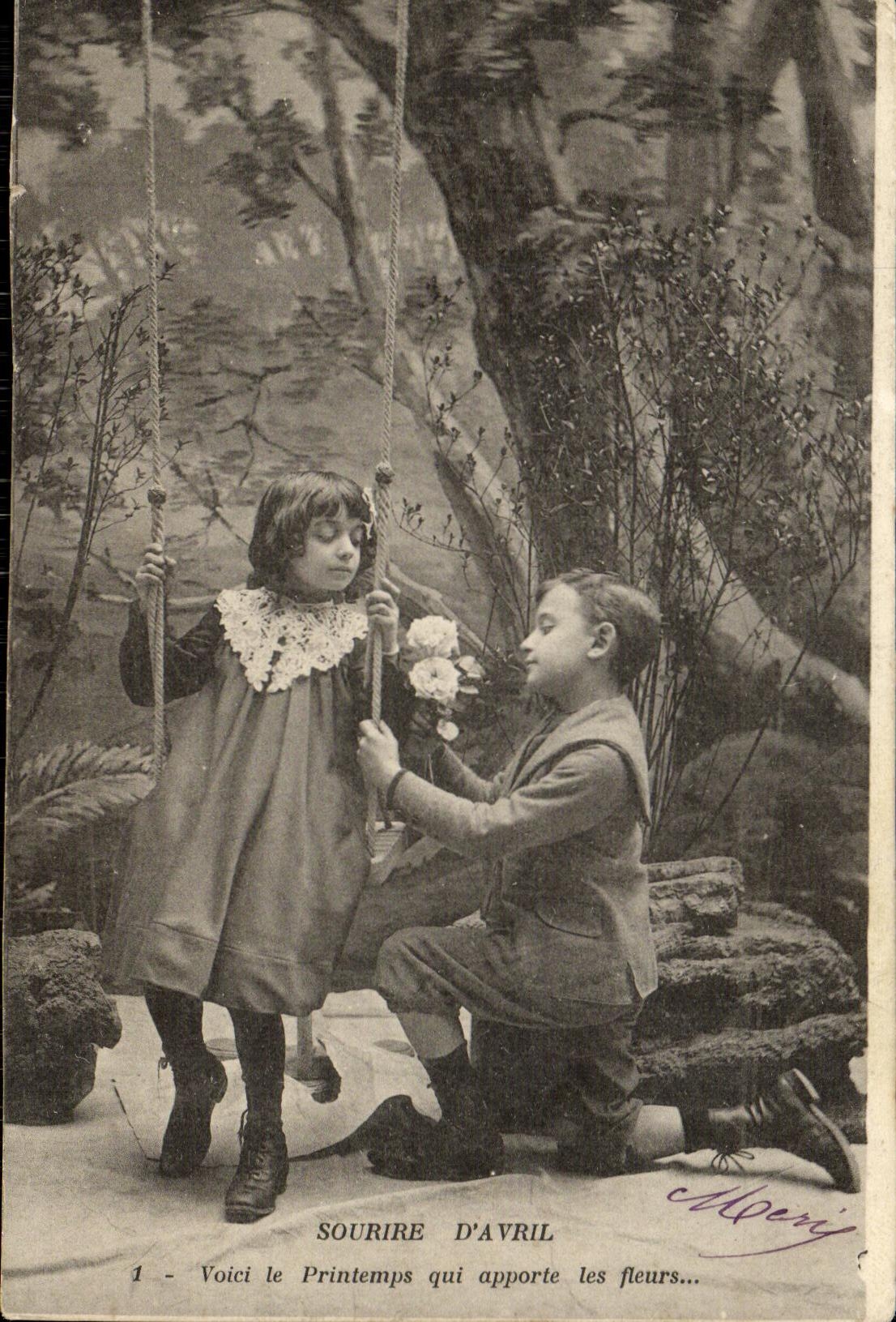 CPA Fantaisie Enfants Sourire d Avril 