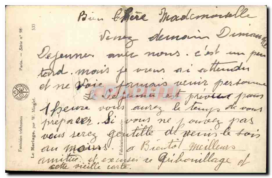 CPA Fantaisie Mariage d argent Citrouilles — Rückseite