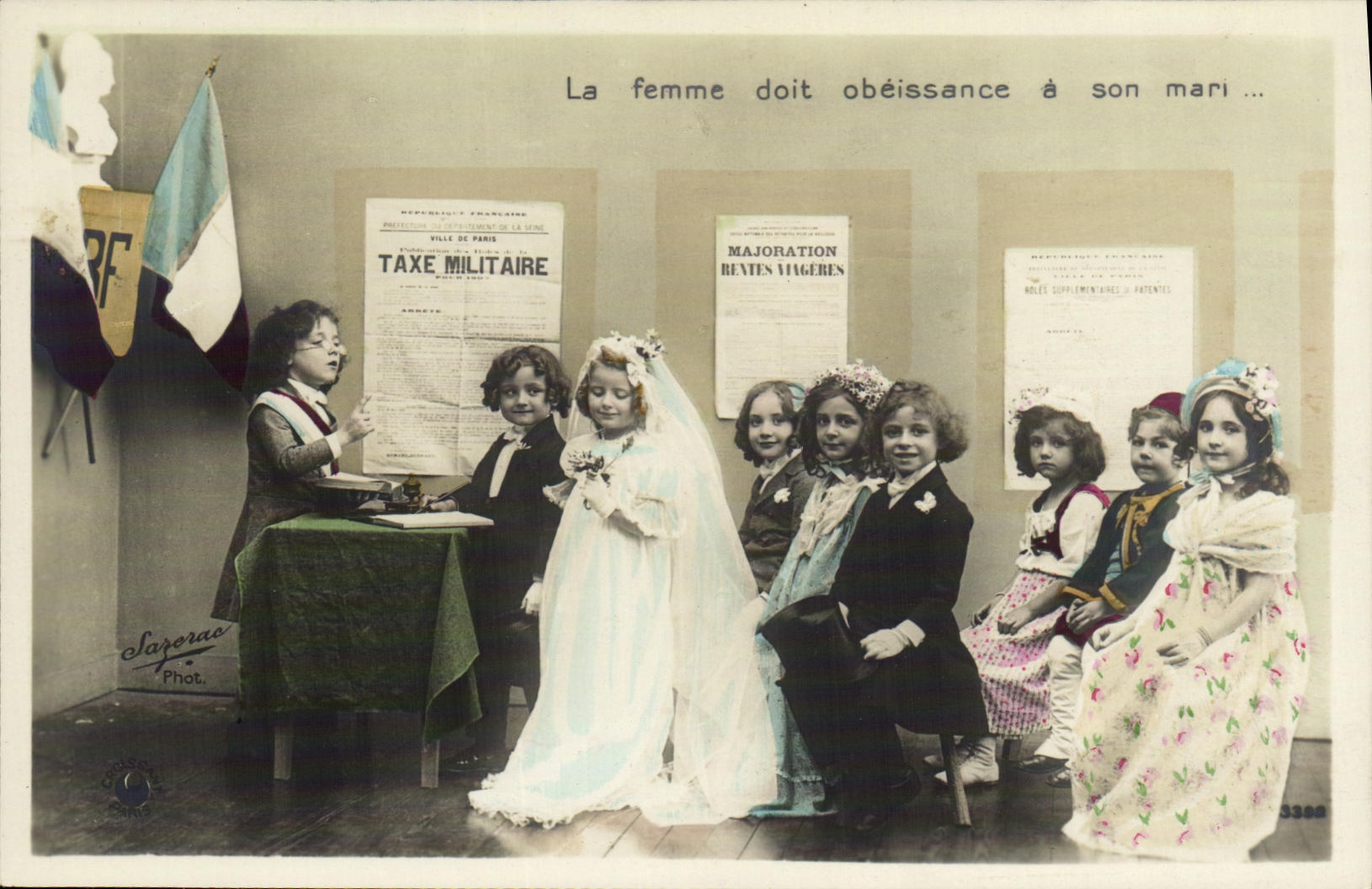 CPA Fantaisie Enfants Mariage La femme doit obeissance a son mari 