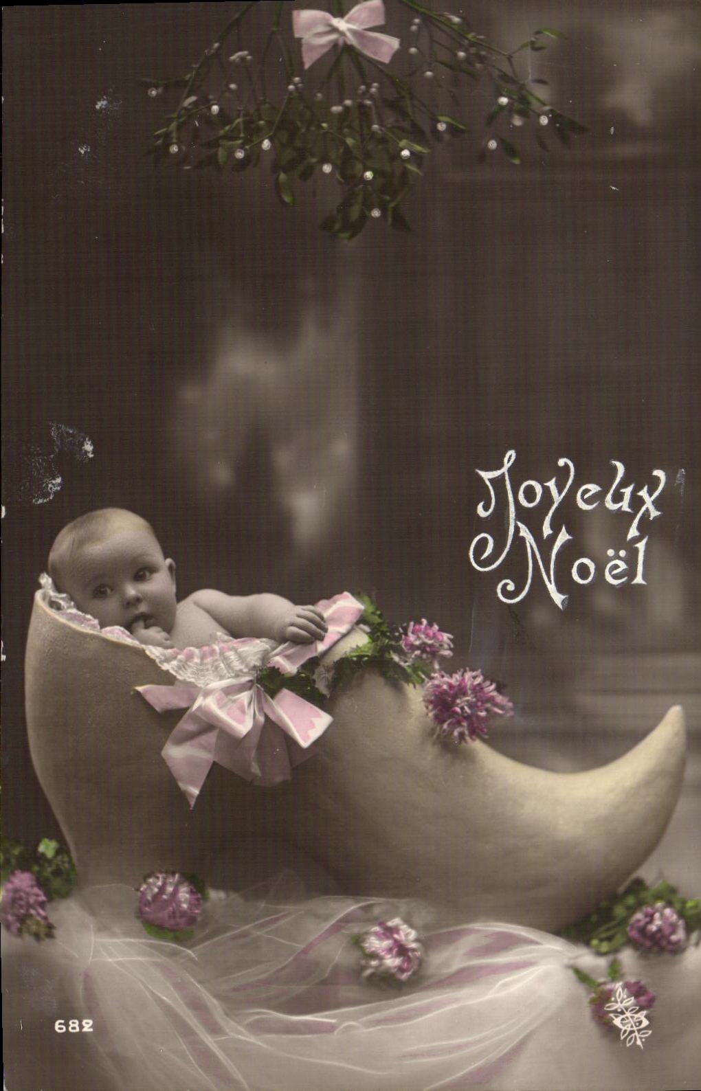 CPA Fantaisie Enfant Bebe Noel Sabot 