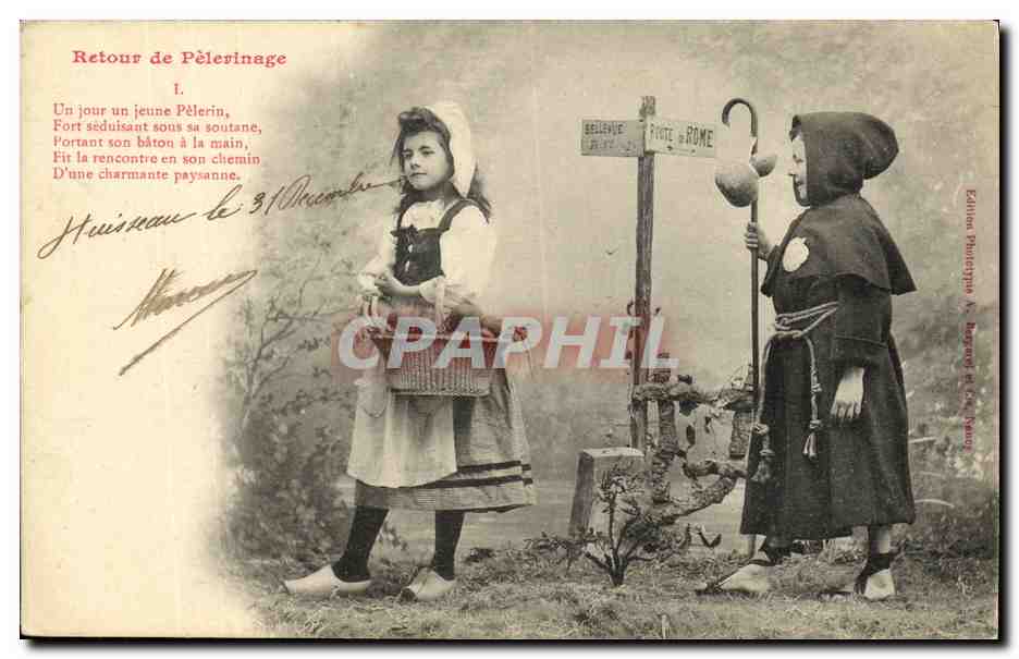 CPA Fantaisie Enfant Retour de pelerinage Moine