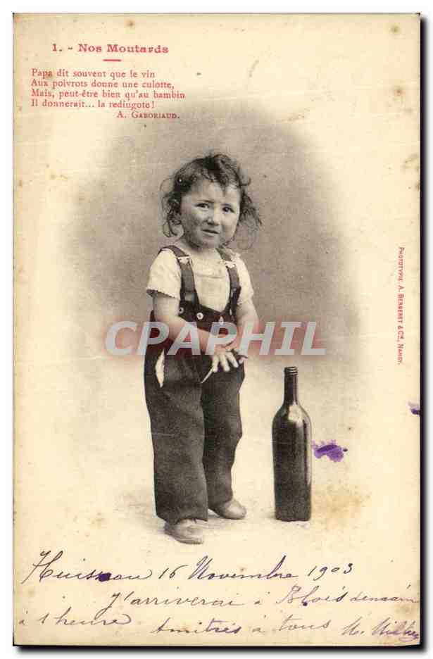 CPA Fantaisie Enfant Nos moutards Vin Alcool