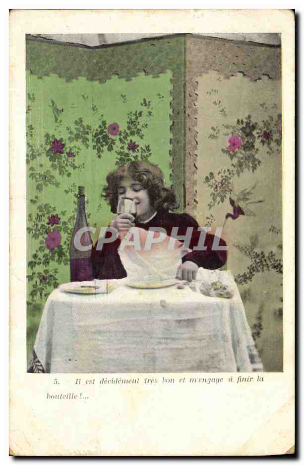 CPA Fantaisie Enfant Vin Alcool