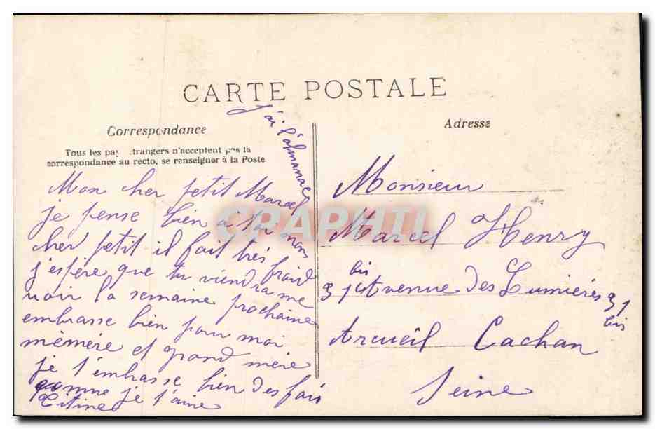 CPA Fantaisie Enfant Colombe Militaria Palmier — Rückseite