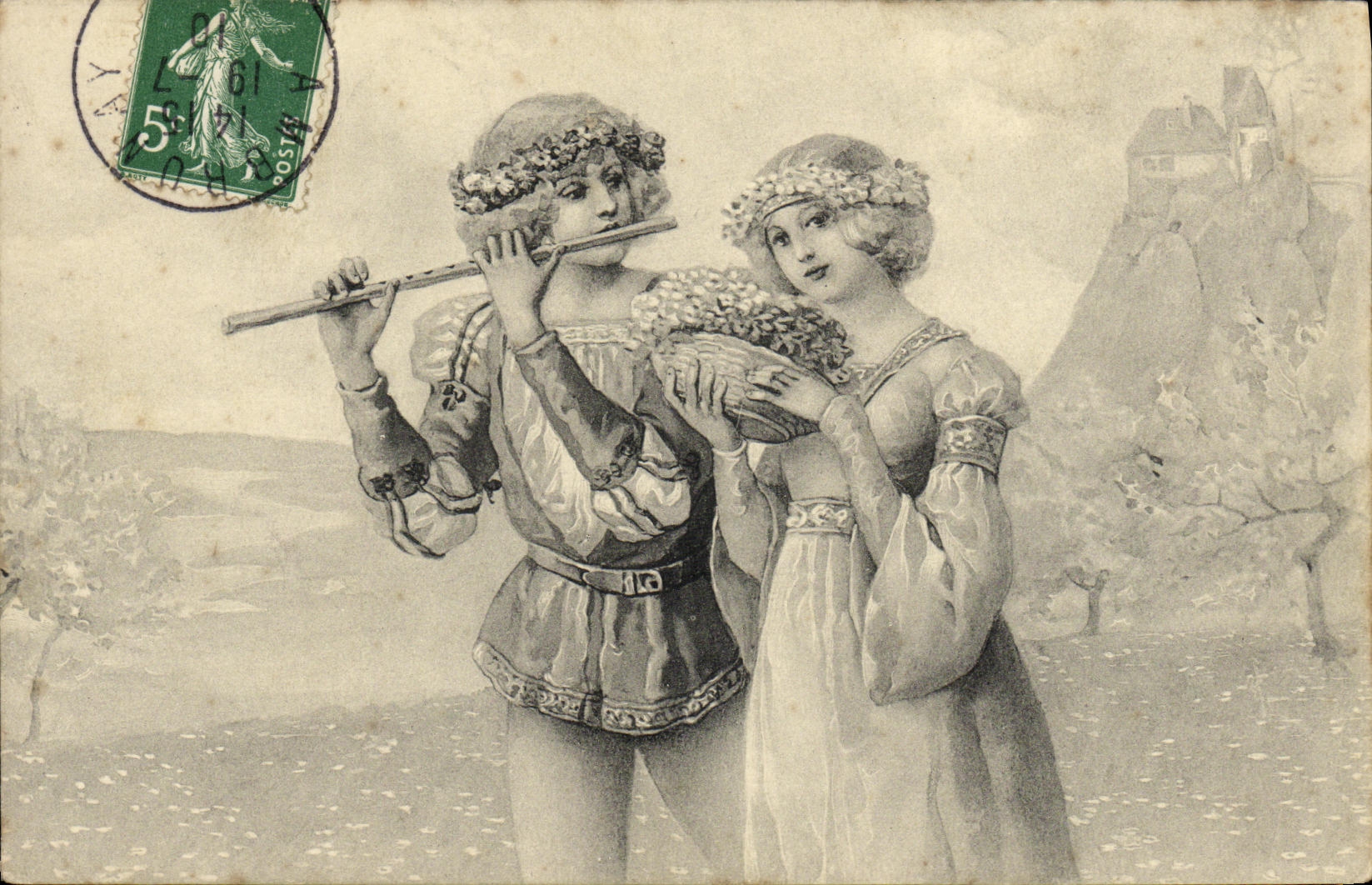 CPA Fantaisie Enfants Flute 