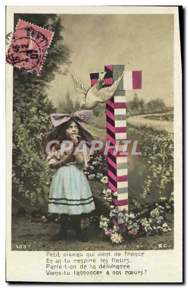 CPA Fantaisie Enfant Alsace lorraine Militaria Colombe