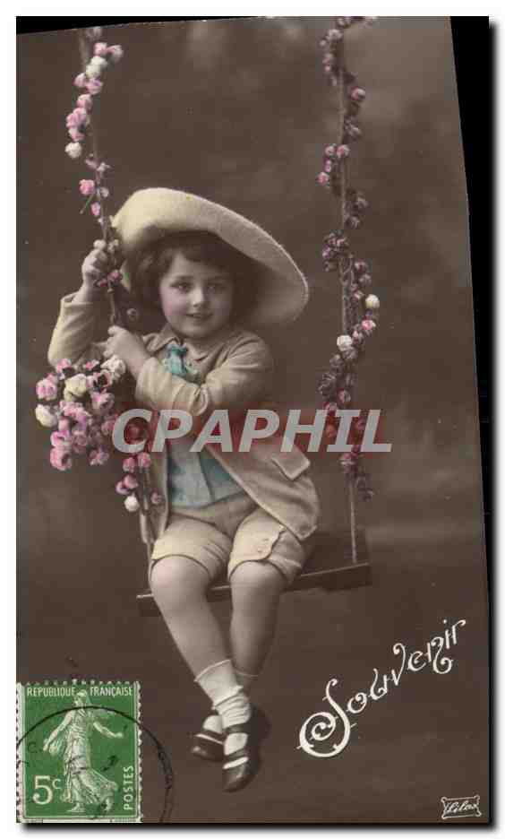 CPA Fantaisie Enfant Balancoire