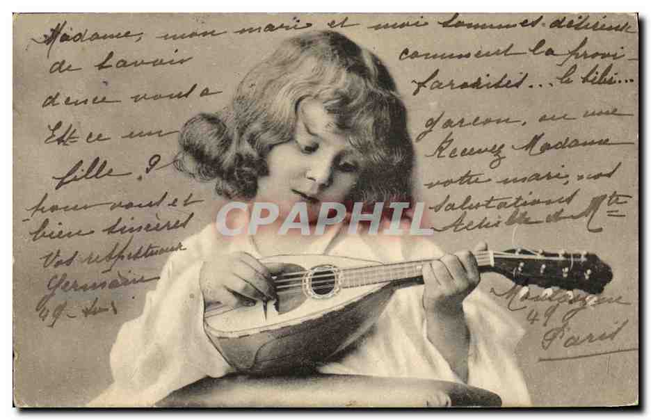 CPA Fantaisie Enfant Mandoline 