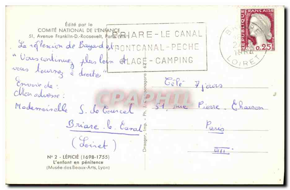 CPSM Fantaisie Enfant Lepicie L enfant en penitence — Rückseite