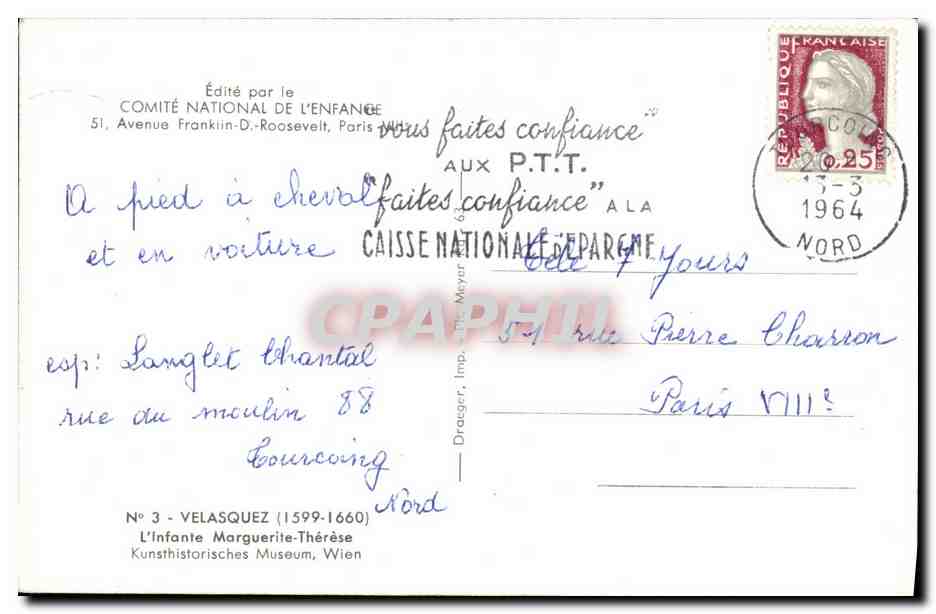 CPSM Fantaisie Enfant Velasquez L infante Marguerite Therese — Rückseite
