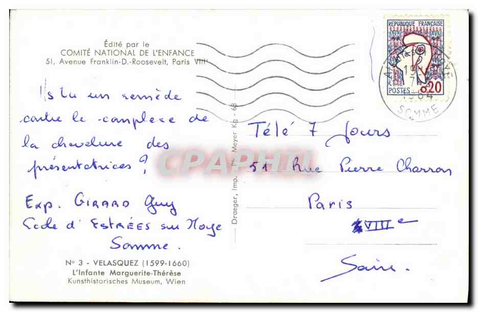 CPSM Fantaisie Enfant Velasquez L infante Marguerite Therese — Rückseite
