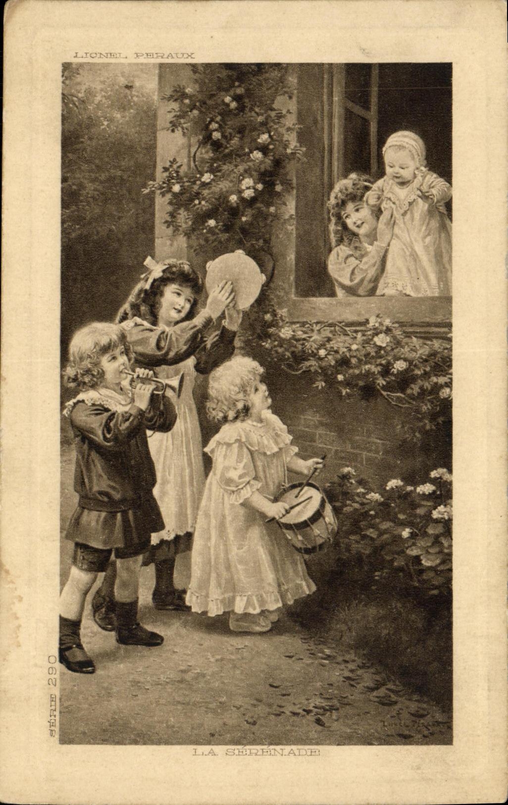 CPA Fantaisie Enfants Bebe La serenade
