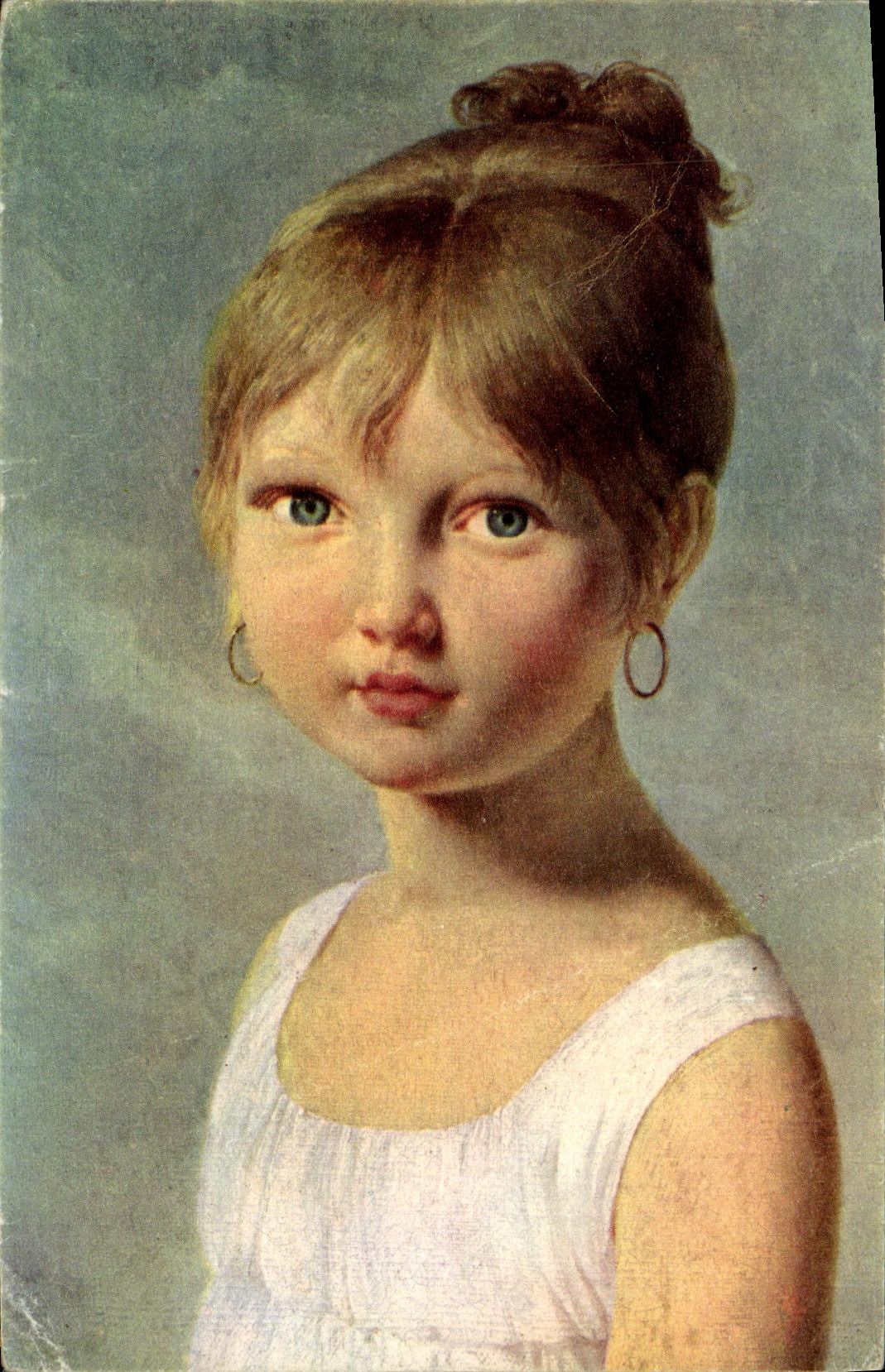 CPSM Fantaisie Enfant Guerin Portrait de jeune fille Musee de Boulogne sur Mer