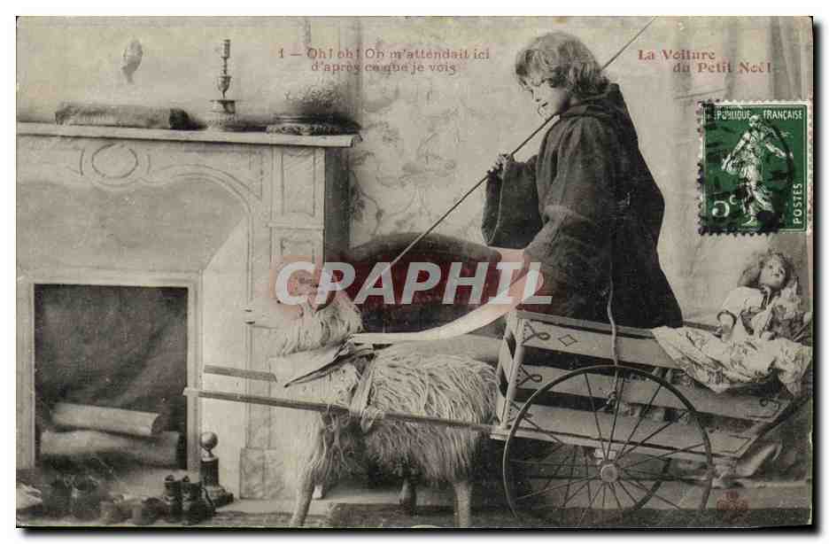 CPA Fantaisie Enfant La voiture du Pere Noel hevre Bouc 