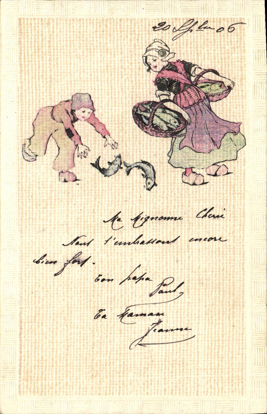 CPA Fantaisie Enfants Poissons Folklore