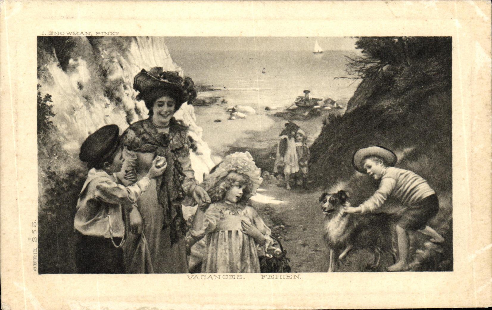 CPA Fantaisie Femme et Enfants Chien