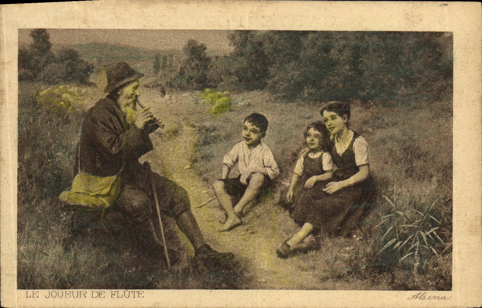 CPA Fantaisie Enfants Le joueur de flute 