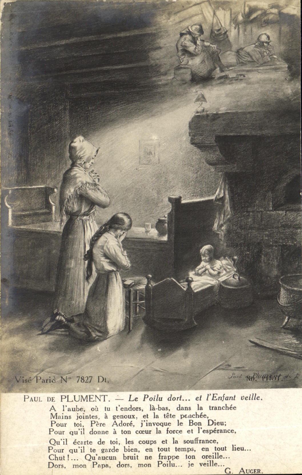 CPA Fantaisie Enfants Paul de Plument Le poilu dort et l enfant veille 