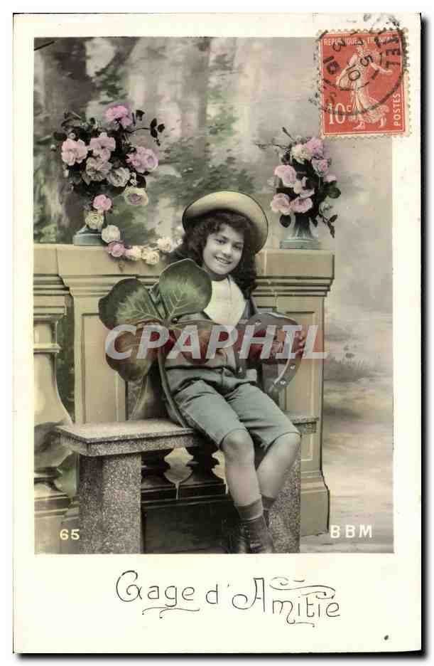 CPA Fantaisie Enfant Trefle Fer a cheval