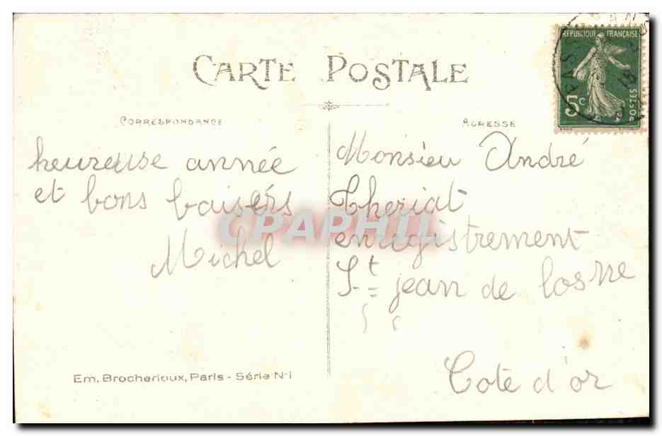 CPA Fantaisie Enfants Bonne annee Fer a cheval  — Rückseite