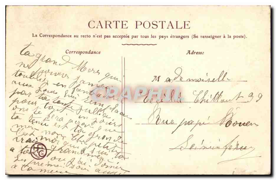 CPA Fantaisie Enfant Femme La priere de bebe — Verso
