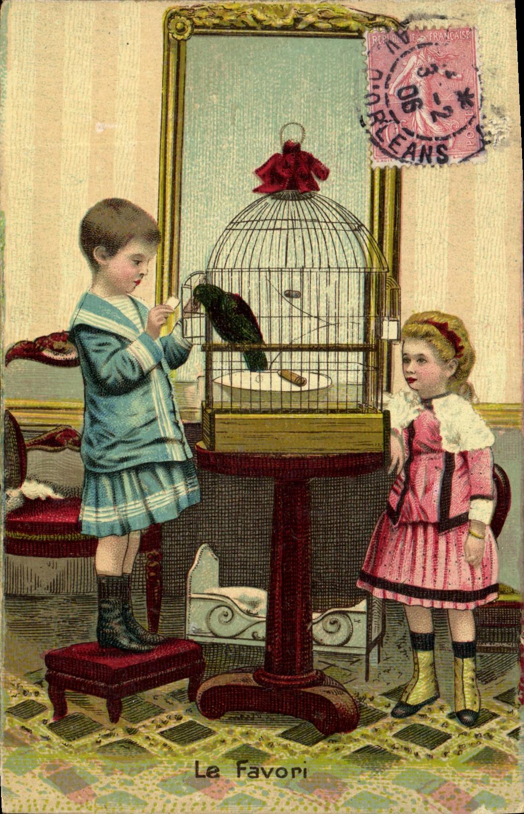 CPA Fantaisie Enfants Oiseau Le favori