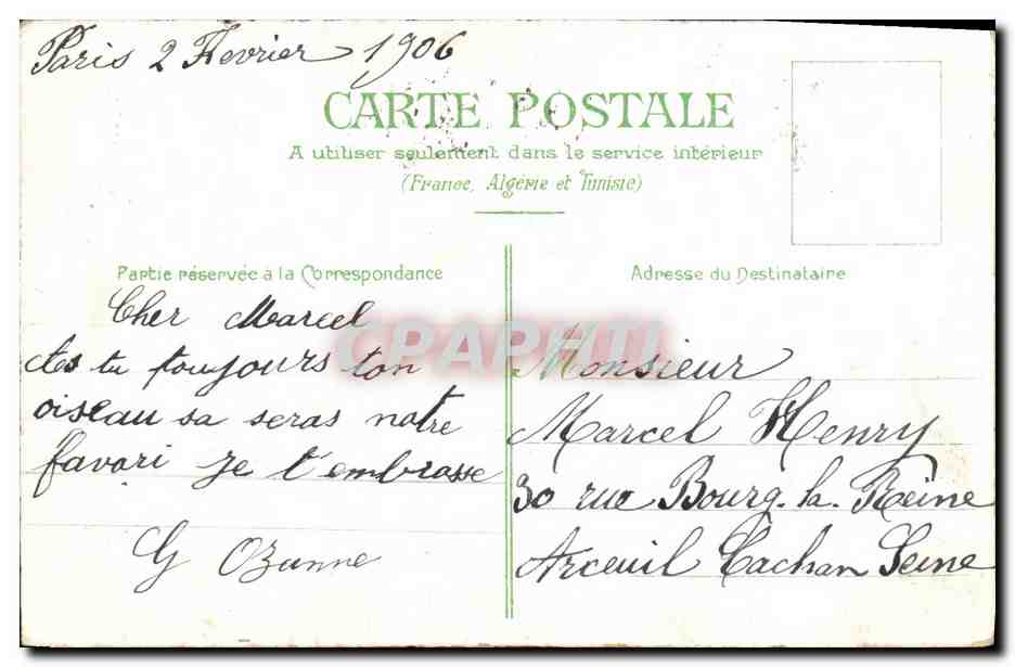 CPA Fantaisie Enfants Oiseau Le favori — Verso