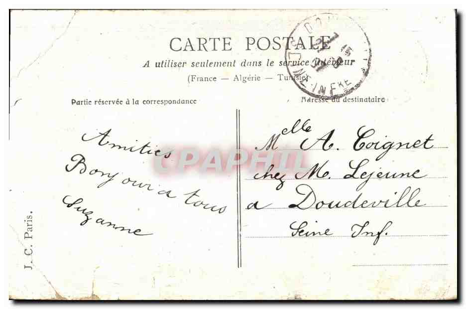 CPA Fantaisie Enfant Charrtte fleurie  — Rückseite