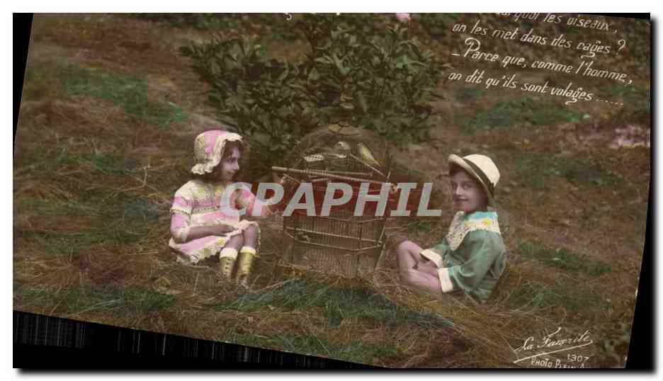 CPA Fantaisie Enfants Oiseaux